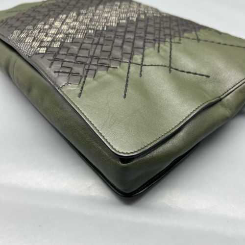 Bottega Veneta Clutch Nappa Lambskin Intrecciato Nappa Green Black Beige