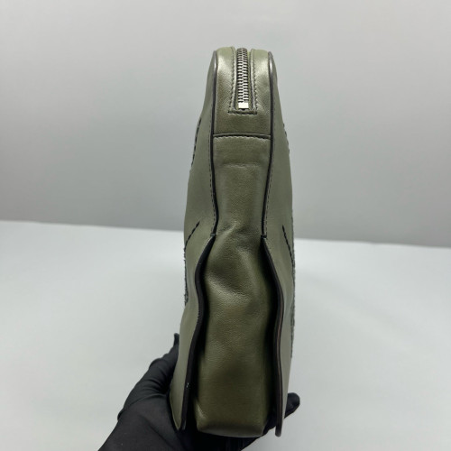 Bottega Veneta Clutch Nappa Lambskin Intrecciato Nappa Green Black Beige