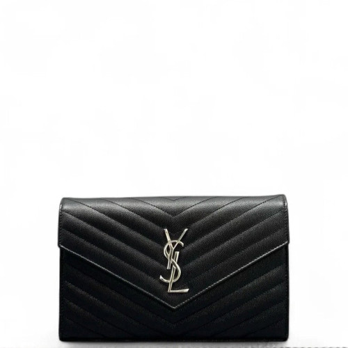 Yves Saint Laurent Envelope Wallet On Chain Shiny Caviar Calfskin Black Yves Saint Laurent Envelope Wallet On Chain Shiny Caviar Calfskin Black