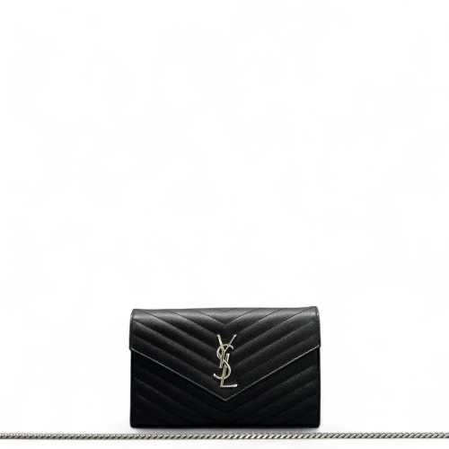 Yves Saint Laurent Envelope Wallet On Chain Shiny Caviar Calfskin Black Yves Saint Laurent Envelope Wallet On Chain Shiny Caviar Calfskin Black