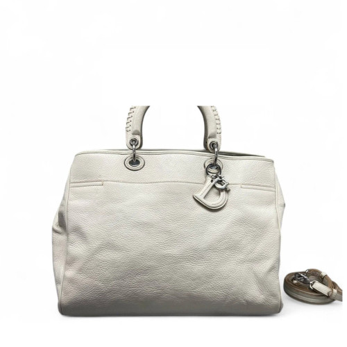 Dior Handbag Grained Calfskin White