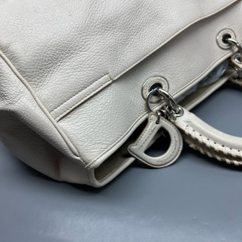 Dior Handbag Grained Calfskin White
