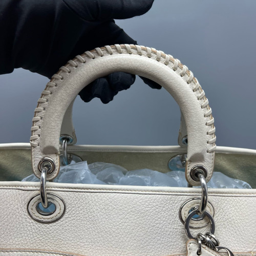 Dior Handbag Grained Calfskin White
