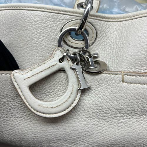 Dior Handbag Grained Calfskin White