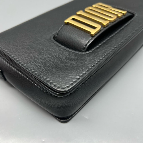 Dior Medium J'adior Chain Flap Grained Calfskin Black