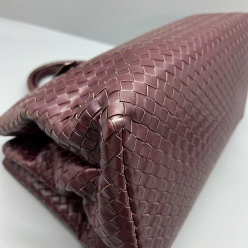Bottega Veneta Large Roma Tote Bag Lambskin Intrecciato Nappa Burgundy