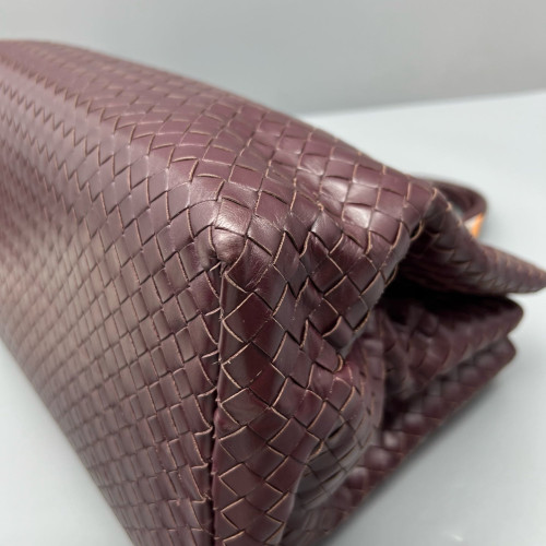 Bottega Veneta Large Roma Tote Bag Lambskin Intrecciato Nappa Burgundy