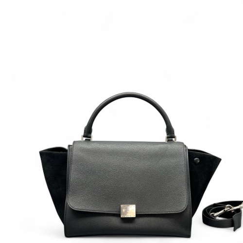 Celine Medium Trapeze Grained Calfskin Suede Black