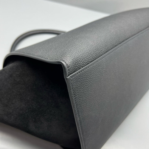 Celine Medium Trapeze Grained Calfskin Suede Black