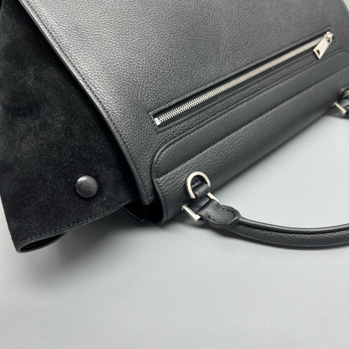 Celine Medium Trapeze Grained Calfskin Suede Black