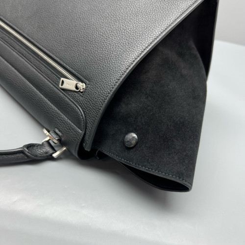 Celine Medium Trapeze Grained Calfskin Suede Black