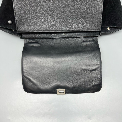Celine Medium Trapeze Grained Calfskin Suede Black
