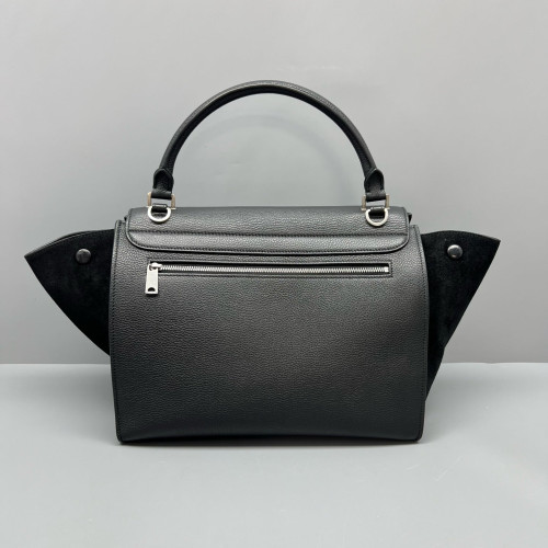 Celine Medium Trapeze Grained Calfskin Suede Black
