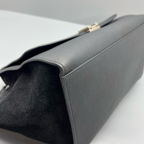 Celine Medium Trapeze Grained Calfskin Suede Black
