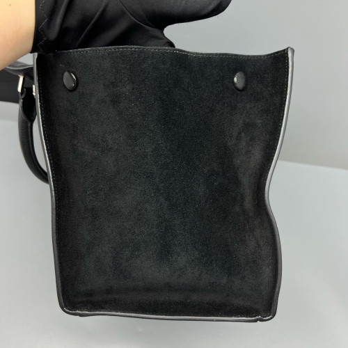 Celine Medium Trapeze Grained Calfskin Suede Black