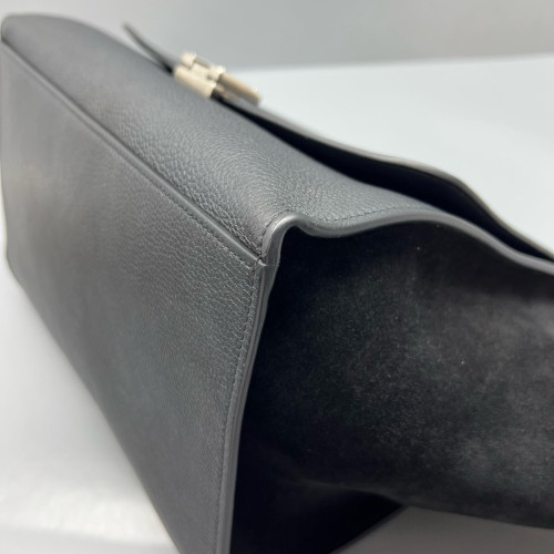 Celine Medium Trapeze Grained Calfskin Suede Black