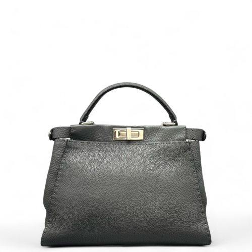 Fendi Peekaboo Iconic Medium Grained Calfskin Dark Grey Fendi Peekaboo Iconic Medium Grained Calfskin Dark Grey