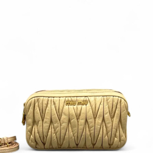 Miu Miu Small Camera Case Crumpled Lambskin Natural Tan Miu Miu Small Camera Case Crumpled Lambskin Natural Tan