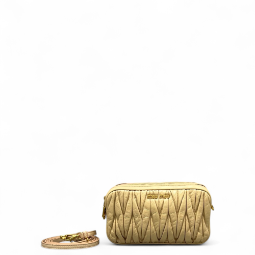Miu Miu Small Camera Case Crumpled Lambskin Natural Tan Miu Miu Small Camera Case Crumpled Lambskin Natural Tan