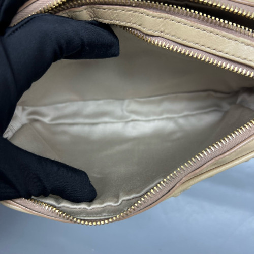Miu Miu Small Camera Case Crumpled Lambskin Natural Tan Miu Miu Small Camera Case Crumpled Lambskin Natural Tan