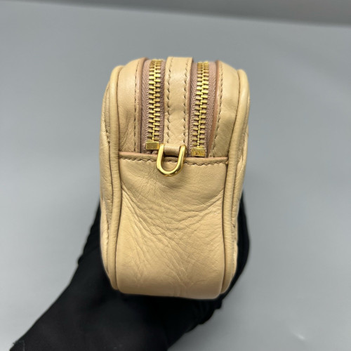 Miu Miu Small Camera Case Crumpled Lambskin Natural Tan Miu Miu Small Camera Case Crumpled Lambskin Natural Tan