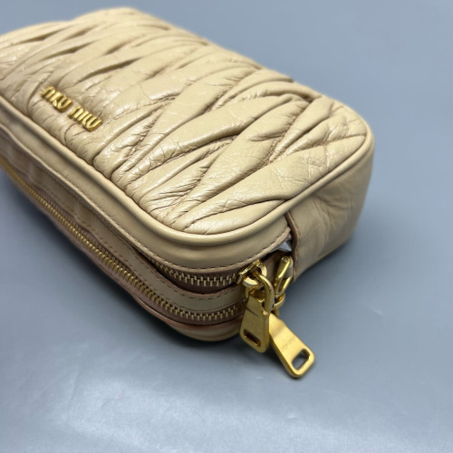 Miu Miu Small Camera Case Crumpled Lambskin Natural Tan Miu Miu Small Camera Case Crumpled Lambskin Natural Tan