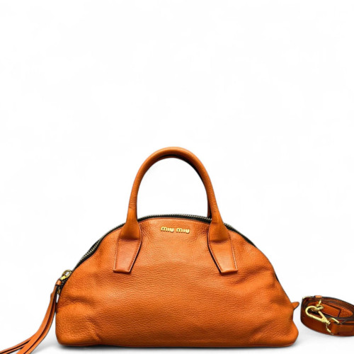 Miu Miu Bowling Bag Grained Calfskin Orange Miu Miu Bowling Bag Grained Calfskin Orange