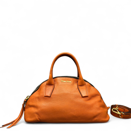 Miu Miu Bowling Bag Grained Calfskin Orange Miu Miu Bowling Bag Grained Calfskin Orange