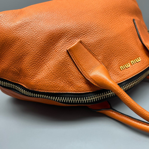 Miu Miu Bowling Bag Grained Calfskin Orange Miu Miu Bowling Bag Grained Calfskin Orange