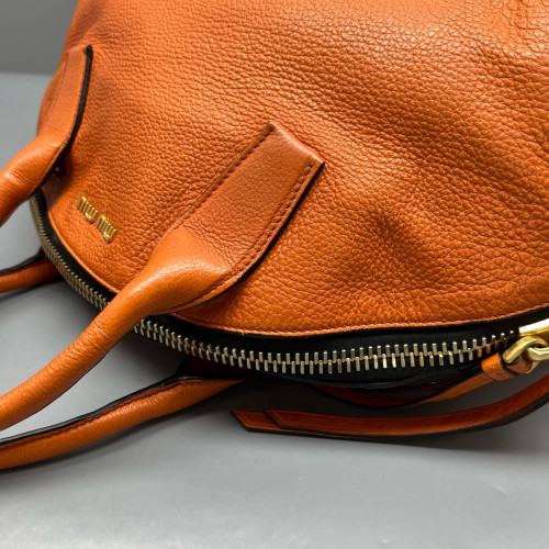 Miu Miu Bowling Bag Grained Calfskin Orange Miu Miu Bowling Bag Grained Calfskin Orange