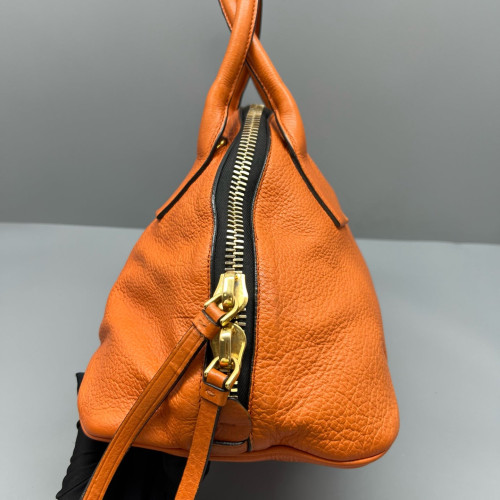 Miu Miu Bowling Bag Grained Calfskin Orange Miu Miu Bowling Bag Grained Calfskin Orange