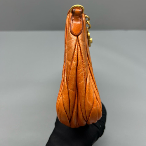 Miu Miu Shoulder Bag Crumpled Lambskin Orange