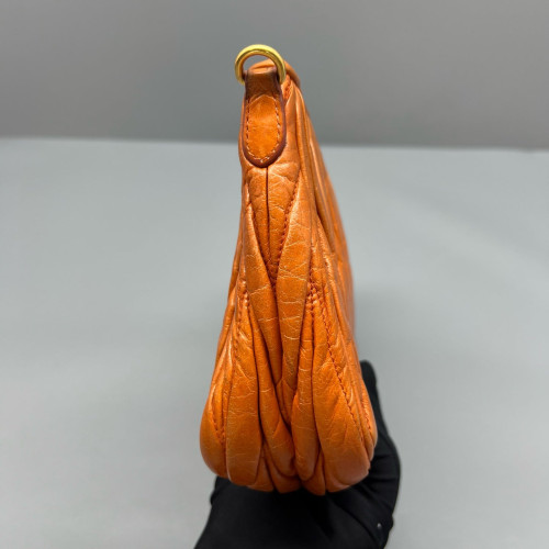 Miu Miu Shoulder Bag Crumpled Lambskin Orange