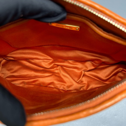 Miu Miu Shoulder Bag Crumpled Lambskin Orange