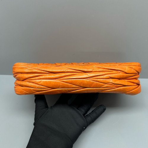 Miu Miu Shoulder Bag Crumpled Lambskin Orange