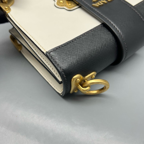 Prada Small Cahier Calfskin Black White