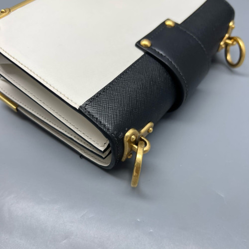 Prada Small Cahier Calfskin Black White
