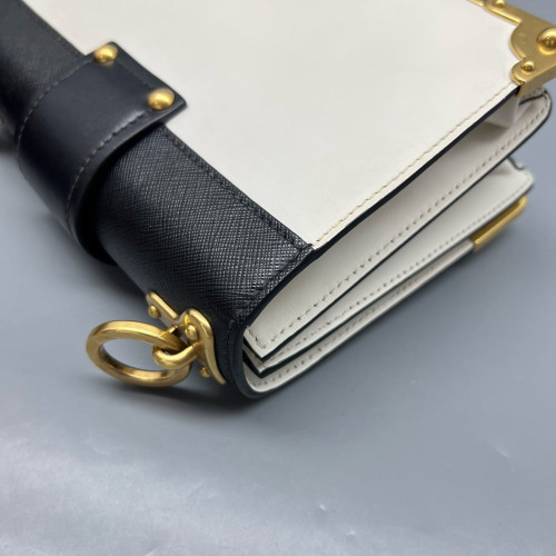 Prada Small Cahier Calfskin Black White