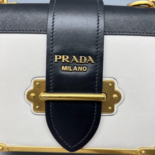 Prada Small Cahier Calfskin Black White