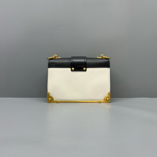 Prada Small Cahier Calfskin Black White