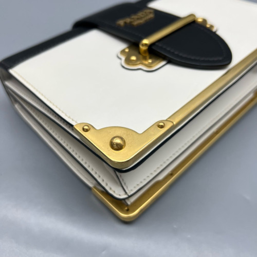 Prada Small Cahier Calfskin Black White