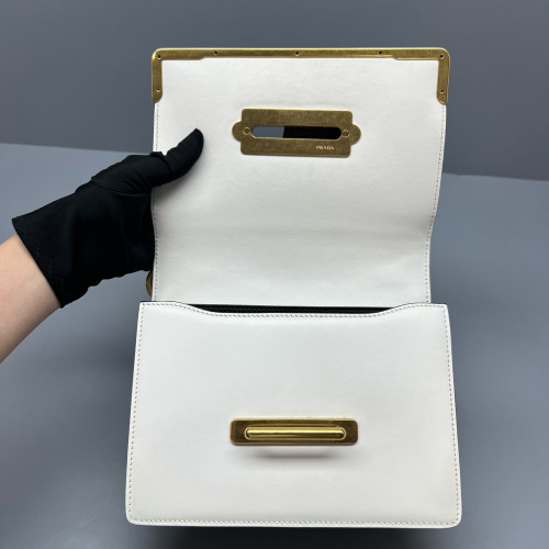 Prada Small Cahier Calfskin Black White
