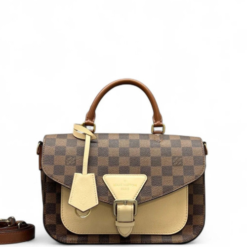 Louis Vuitton Beaumarchais Shoulder Bag Damier Ebene Brown White