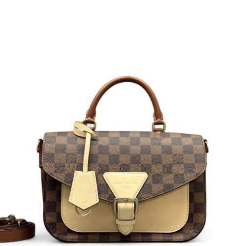 Louis Vuitton Beaumarchais Shoulder Bag Damier Ebene Brown White