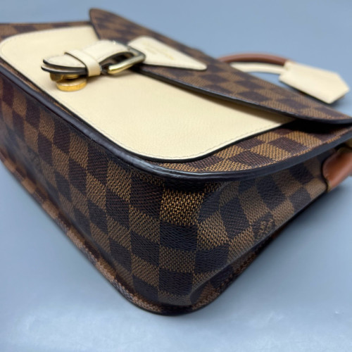 Louis Vuitton Beaumarchais Shoulder Bag Damier Ebene Brown White