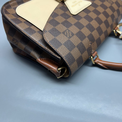 Louis Vuitton Beaumarchais Shoulder Bag Damier Ebene Brown White