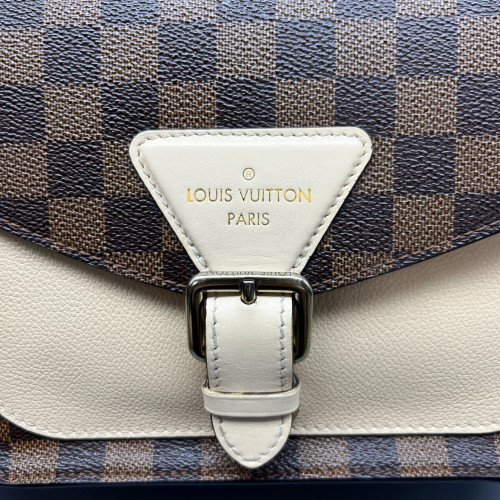 Louis Vuitton Beaumarchais Shoulder Bag Damier Ebene Brown White