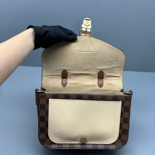 Louis Vuitton Beaumarchais Shoulder Bag Damier Ebene Brown White