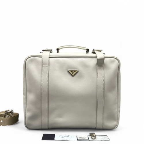 Prada Duffle Bag Saffiano Calfskin White Prada Duffle Bag Saffiano Calfskin White