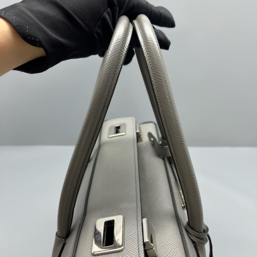 Prada Handbag Calfskin Saffiano Calfskin Grey